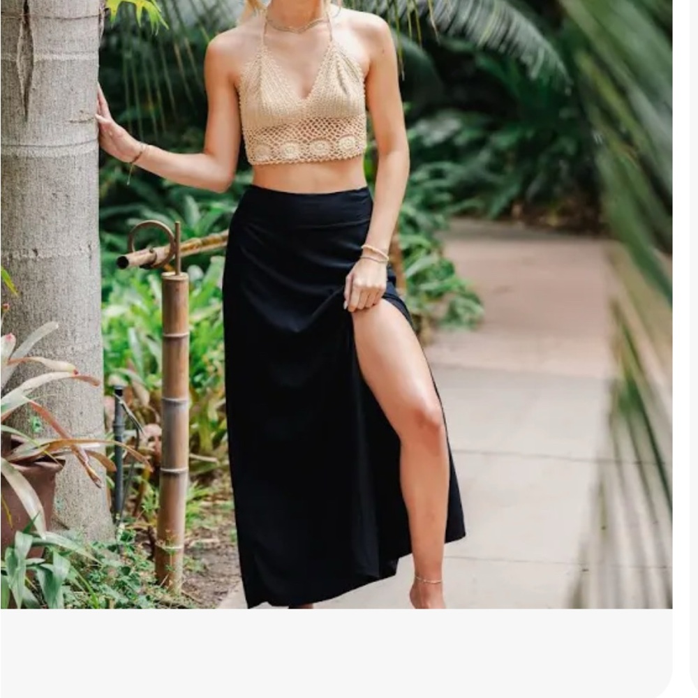 Elegant Black Maxi Wrap Skirt with Slit